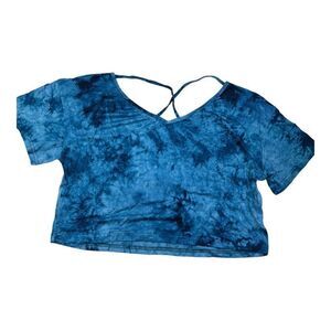 New SweatyRocks Women's Tie Dye Criss Cross Back Short Sleeve Crop Summer TShirt